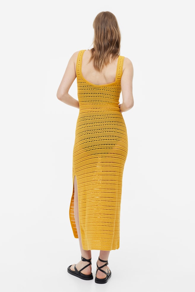 Crochet-look dress - Yellow/Cream - 5