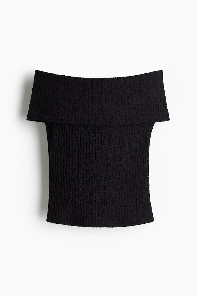 Off-the-Shoulder Top - Black/White/Red - 1