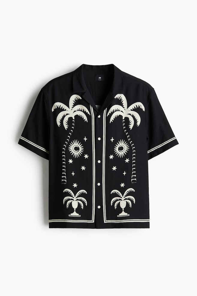 Camisa resort estampada Relaxed Fit - Preto/Padrão/Castanho - 1