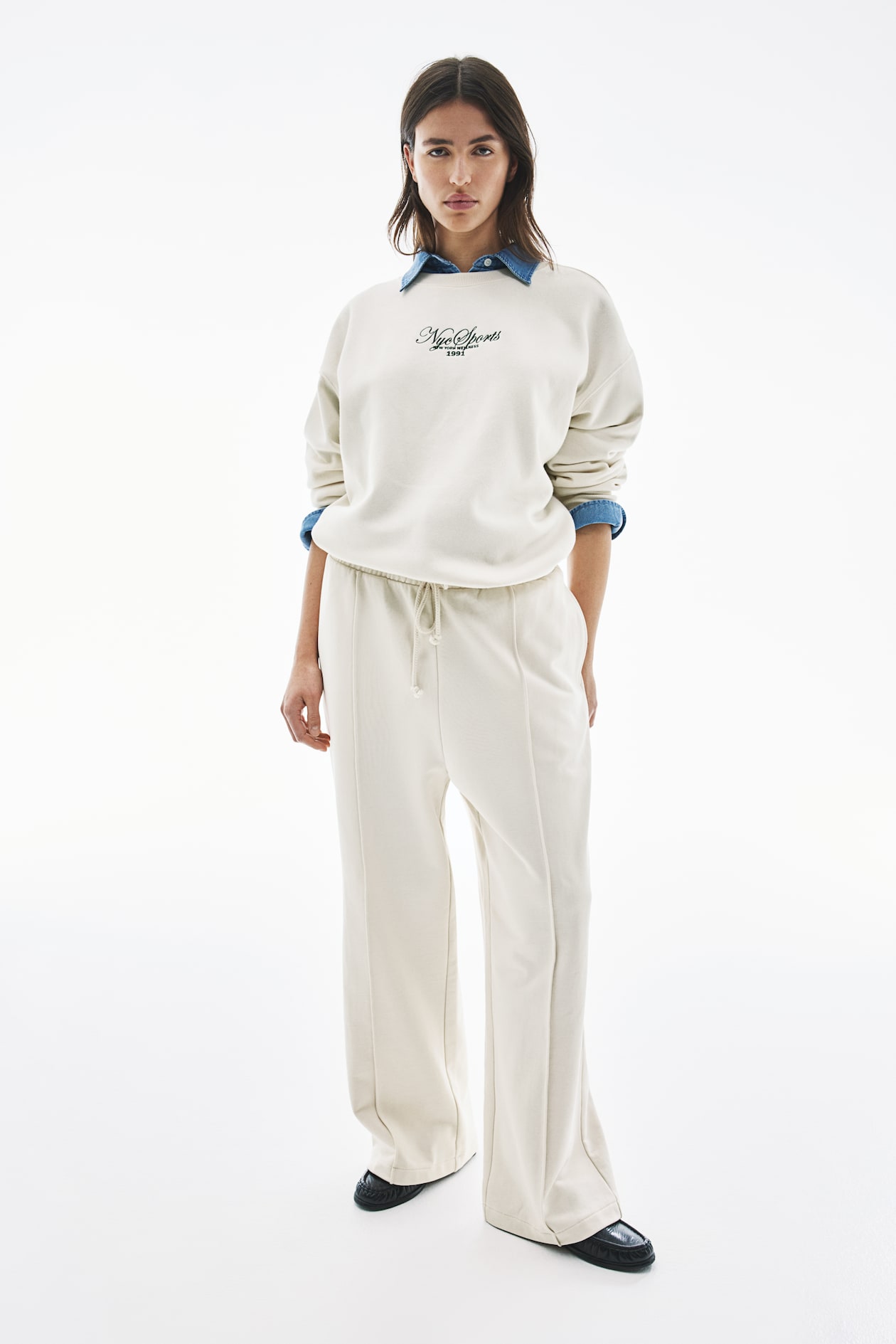 Crease-leg joggers Cream Ladies H&M IE