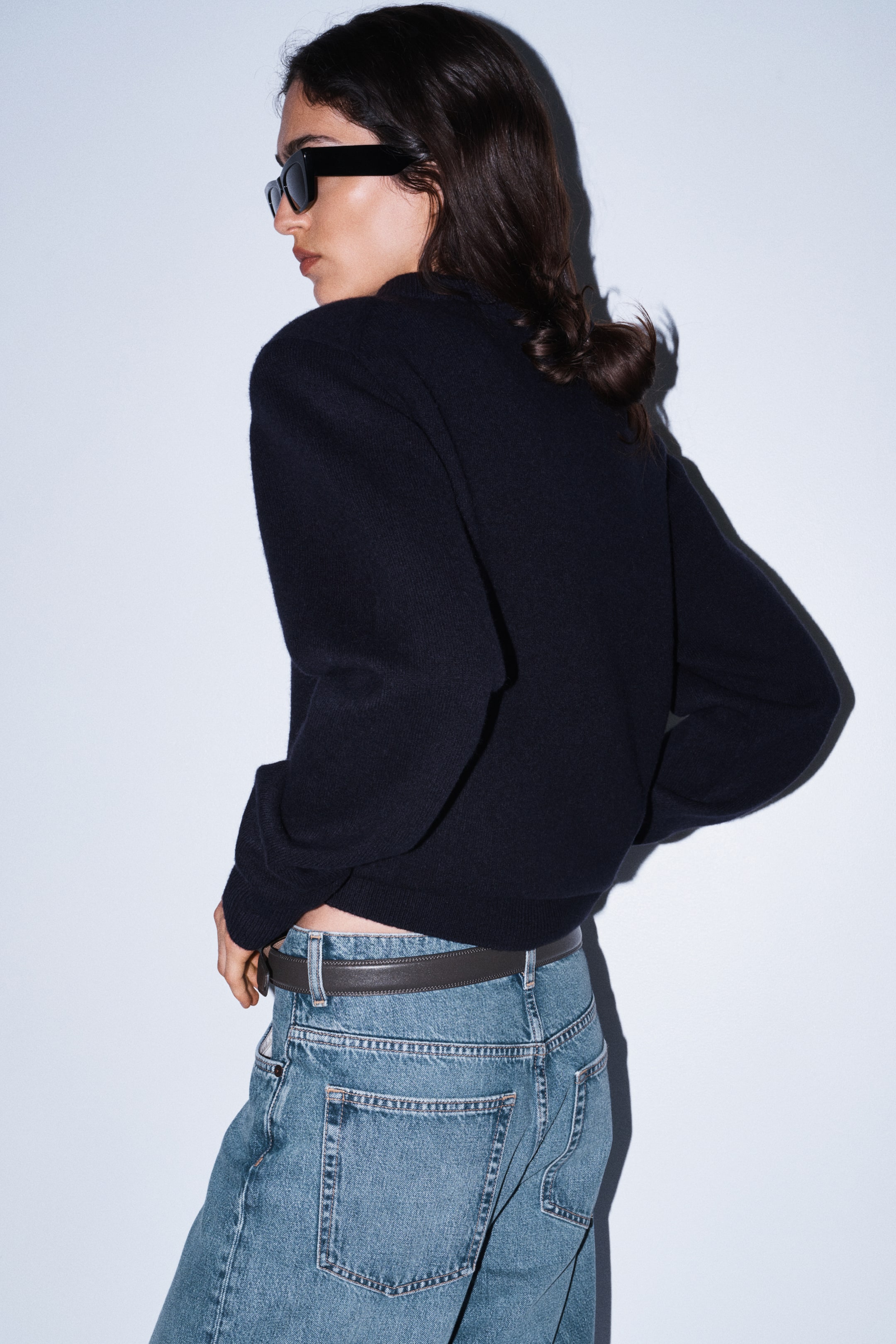 Wool-Blend Sweater with Shoulder Pads
