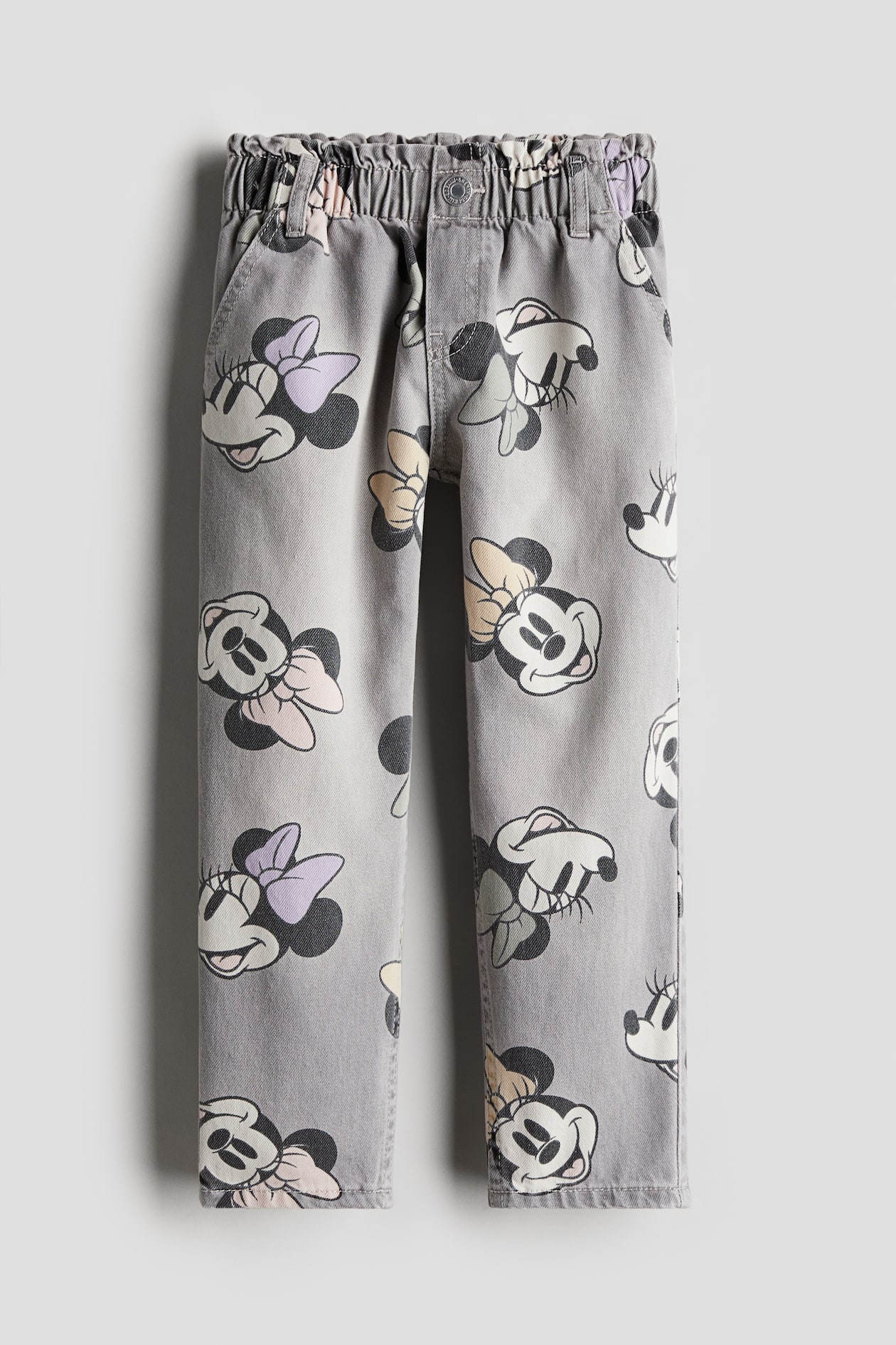 Relaxed Fit Paper Bag Jeans Denim gray/Minnie Mouse Kids H&M US