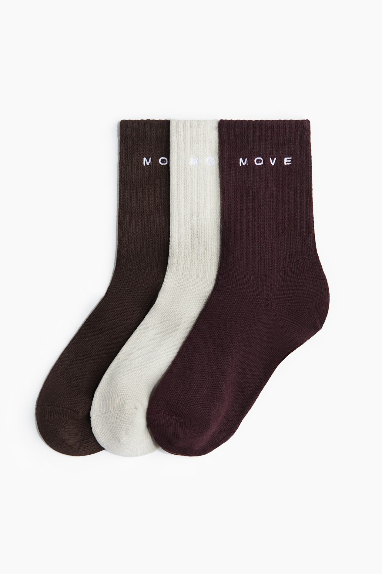 Lot de 3 paires de chaussettes de sport - Marron foncé/blanc - FEMME | H&M FR