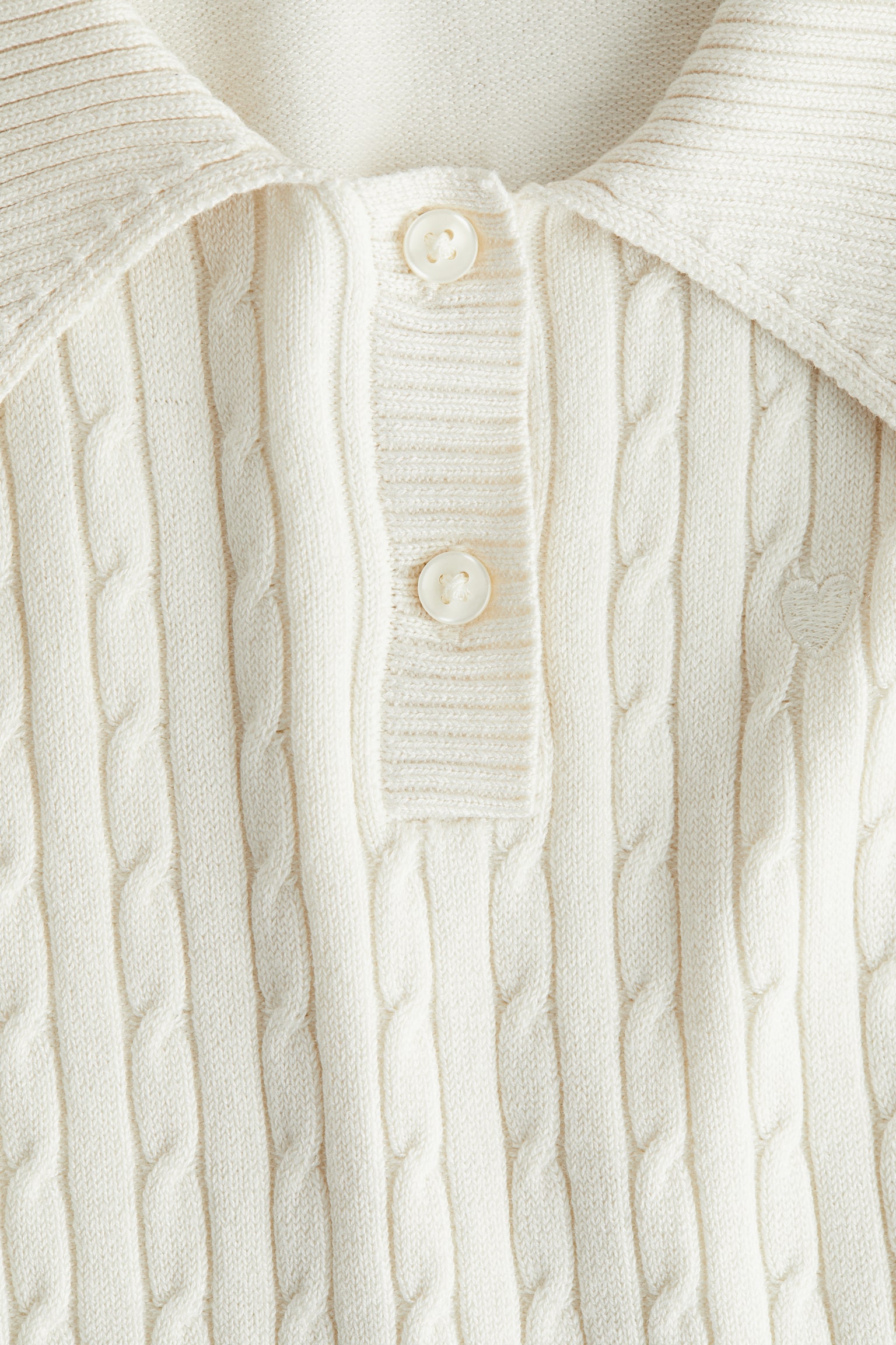 絞花針織洋裝 - 白色/淺粉紅色 - 2