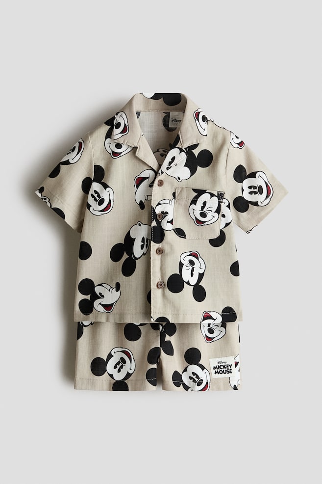 2-piece printed cotton set - Beige/Mickey Mouse - 1
