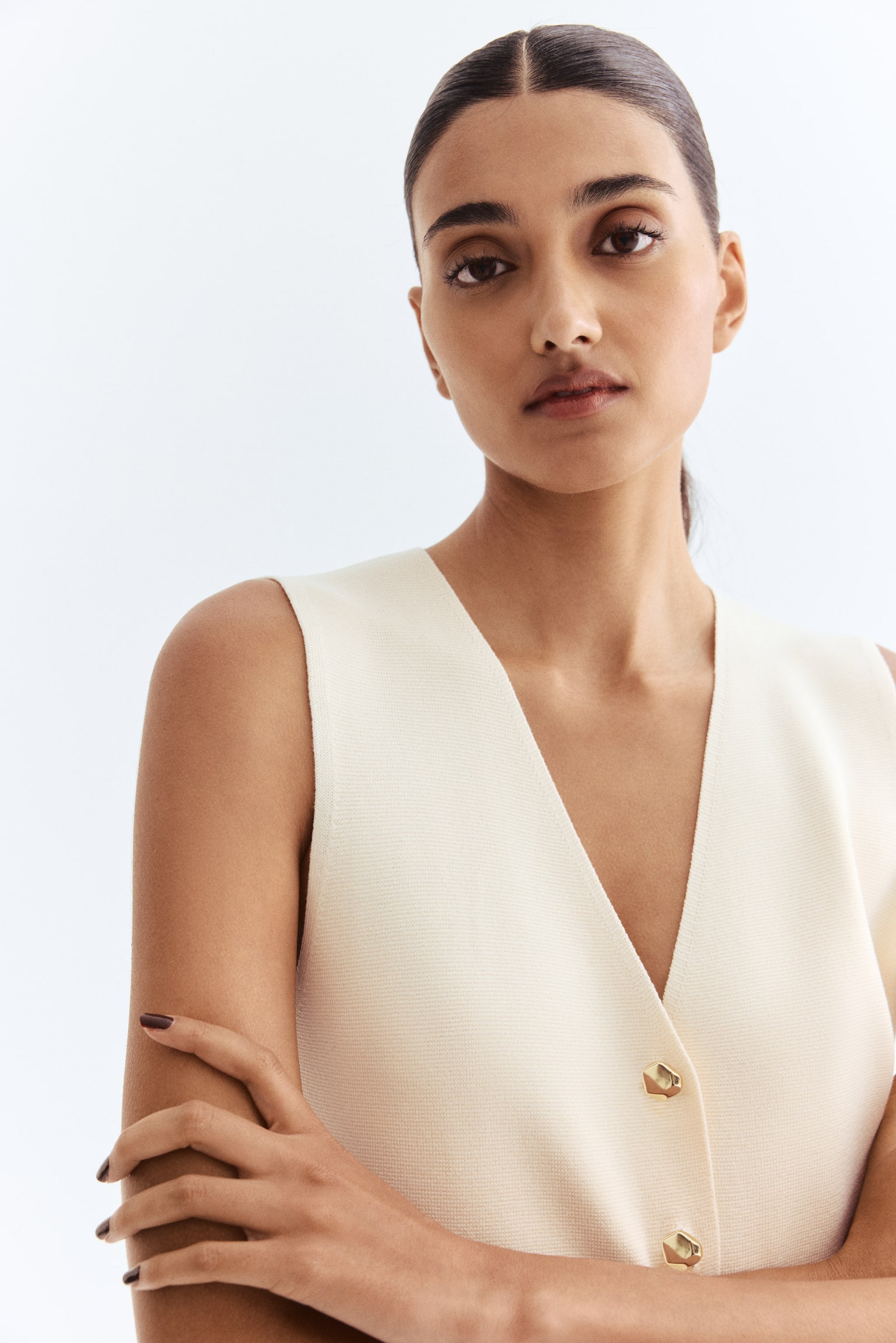 Bedene Oturan Yelek - Krem/Siyah - 4