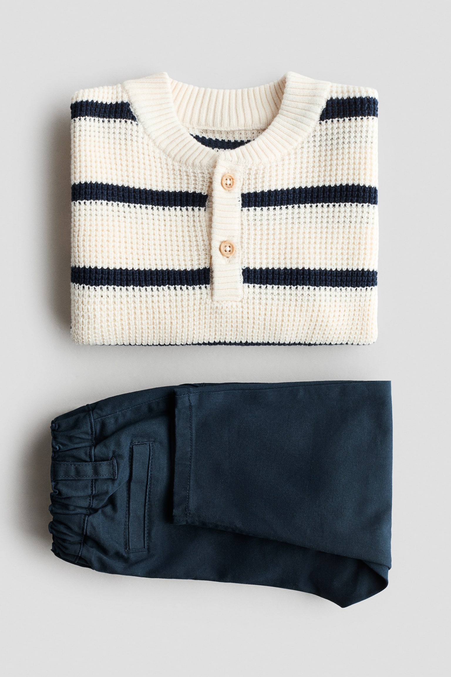 2-piece jumper and chinos set - Cream/Navy blue - 2