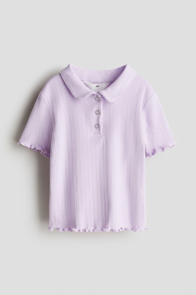 Geripptes Shirt aus Pointelle-Jersey - Helllila - 1