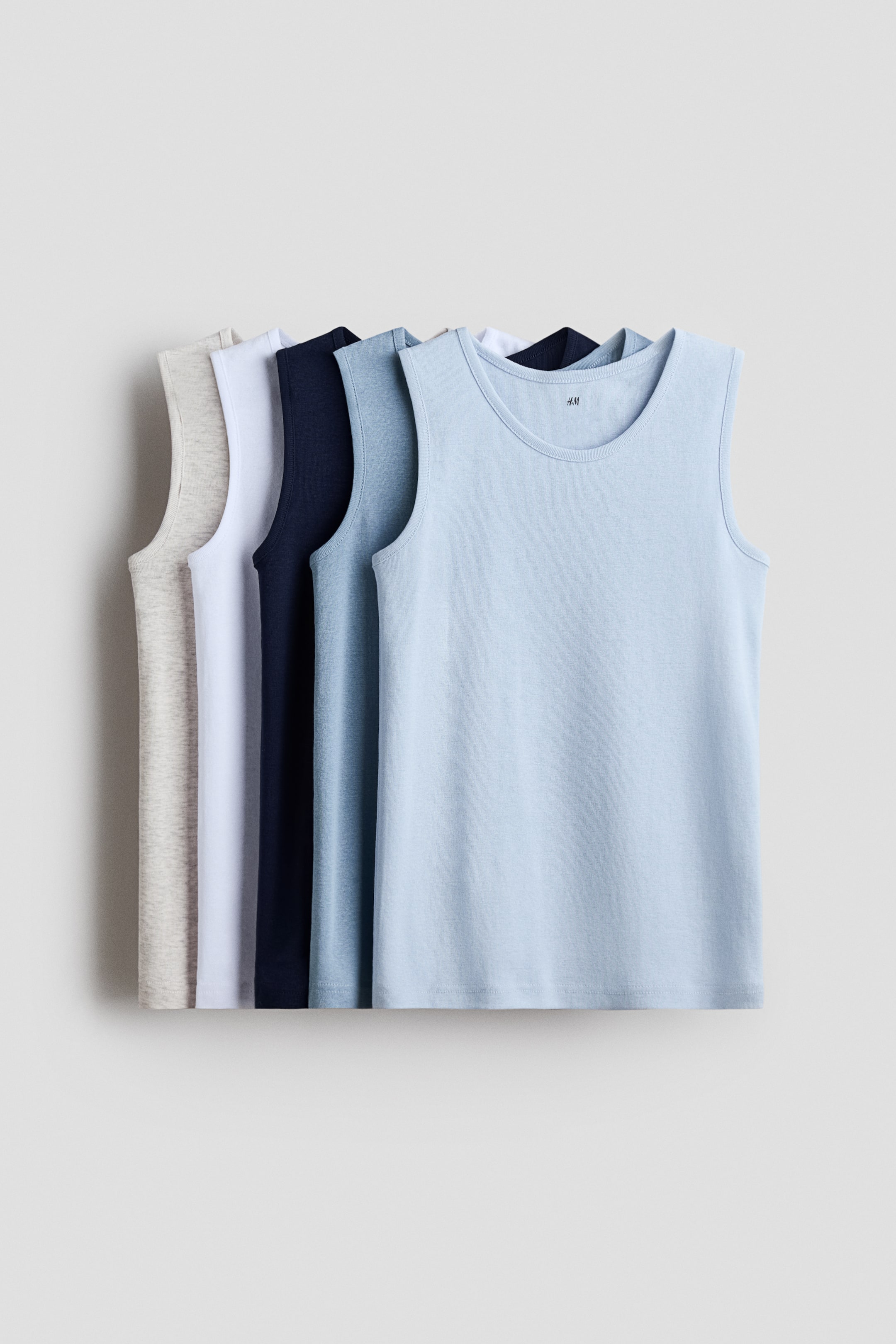 View larger image: 5-pack cotton vest tops - Light blue/Navy blue/White - Kids | H&M 1