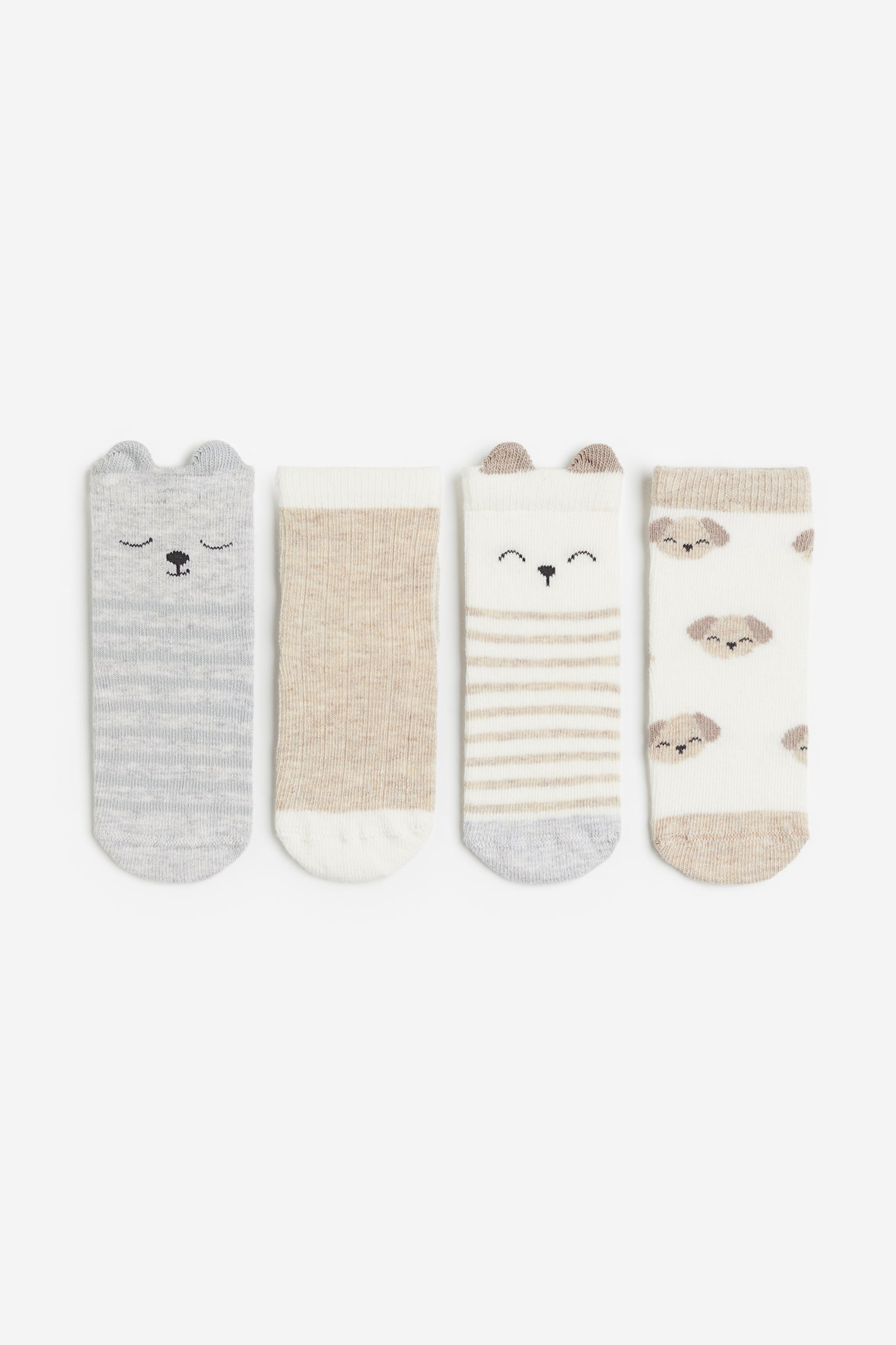 4-pack socks - Light beige/Animals/Red/Reindeer - 1