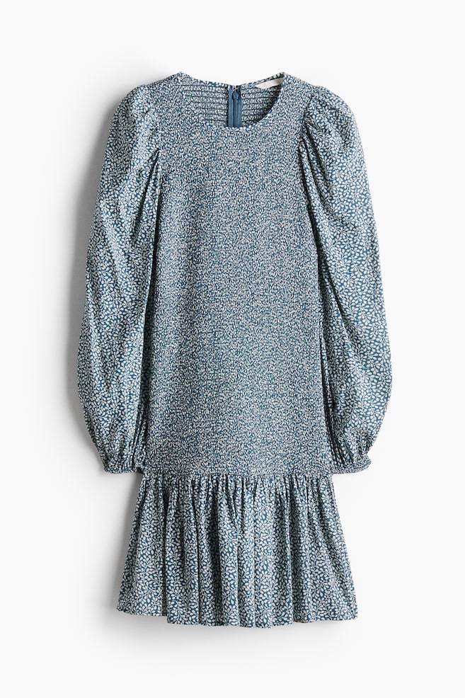 Smocked dress - Dark turquoise/Patterned - 1