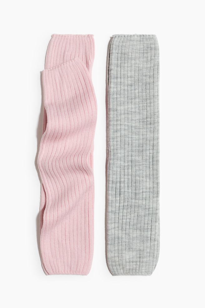 Scaldamuscoli in maglia a coste 2 pezzi - Rosa chiaro/grigio mélange/Crema/beige - 1
