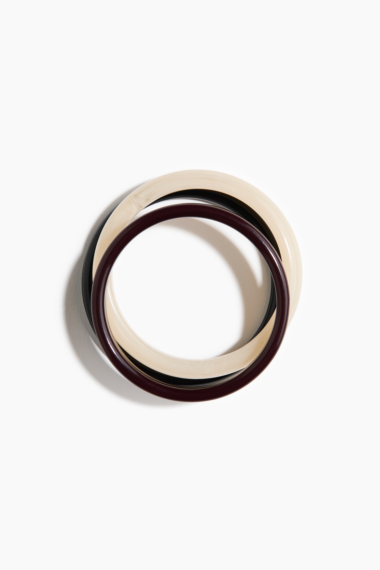 מארז 3 צמידים קשיחים - שחור/חום כהה/קרם - 2