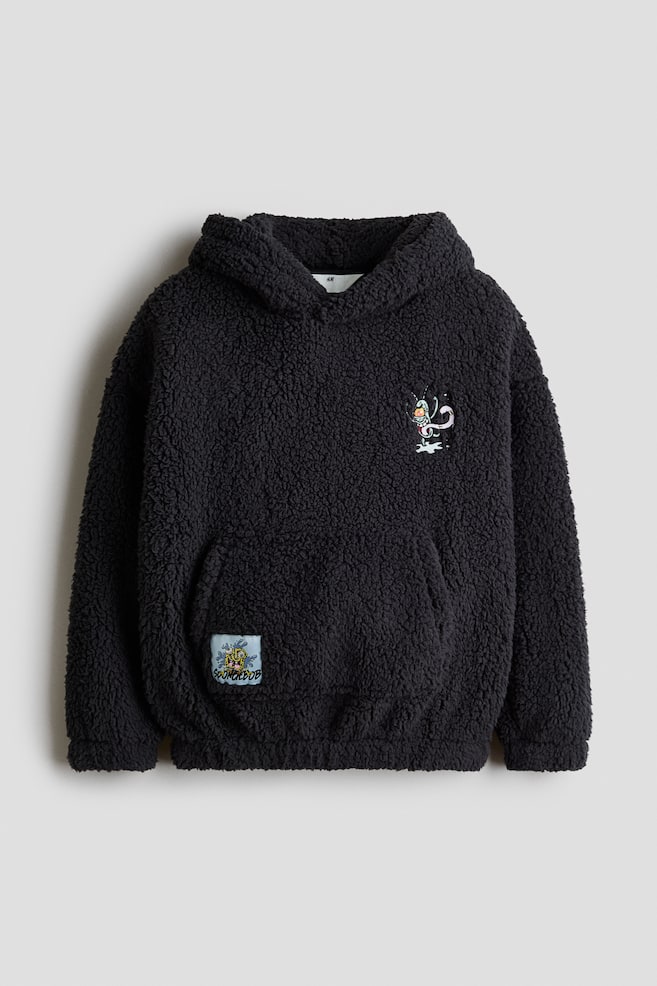 Oversized Teddy Fleece Hoodie - Black/SpongeBob SquarePants - 1