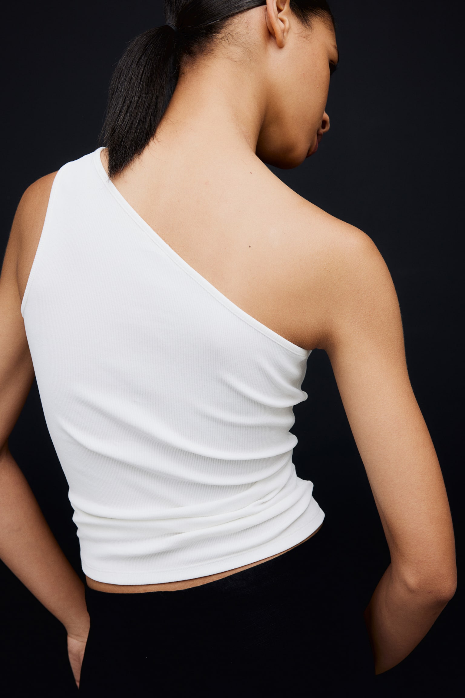 One Shoulder Top - White/Orange - 4