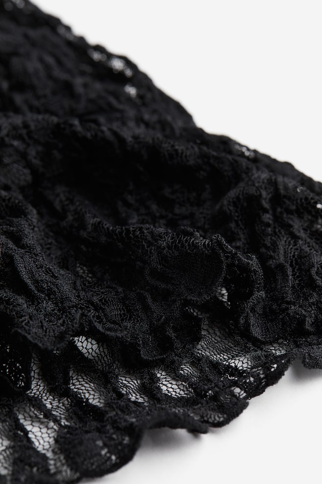 Lace Slip Dress - Black - 5