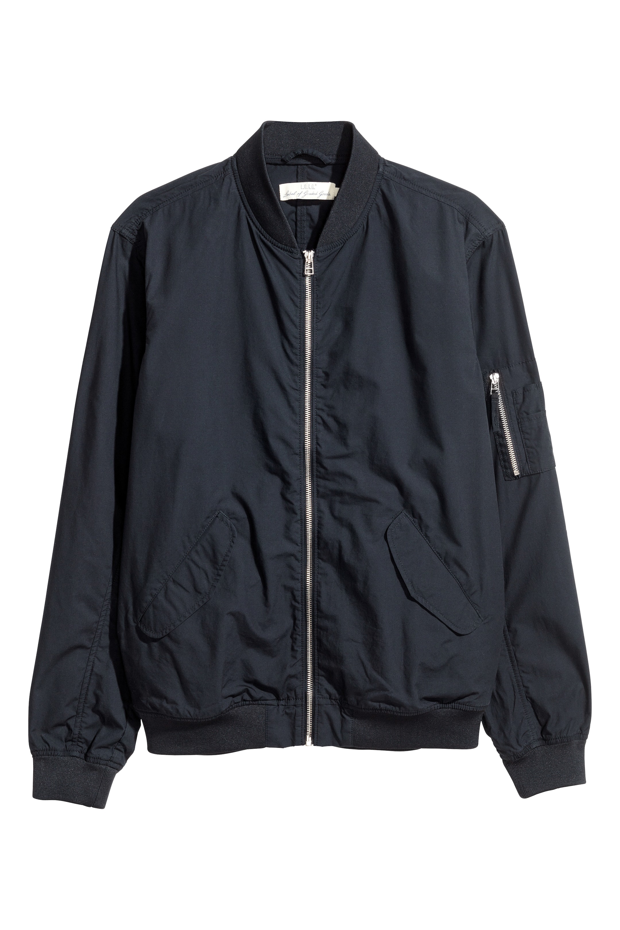 View larger image: Cotton Bomber Jacket - Dark blue - Men | H&M US 1