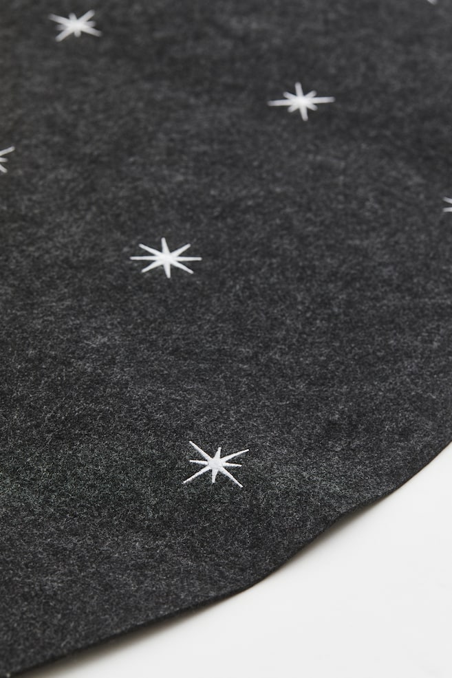 Felted Christmas tree mat - Dark grey/Stars - 2