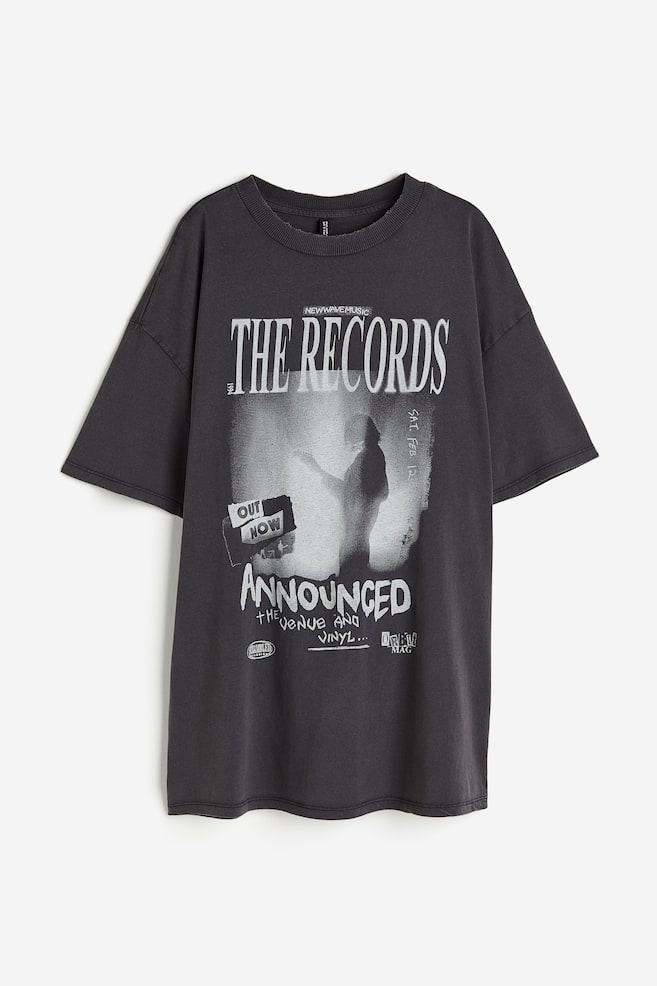 Oversized printed T-shirt - Dark grey/The Records/White/Racing - 2