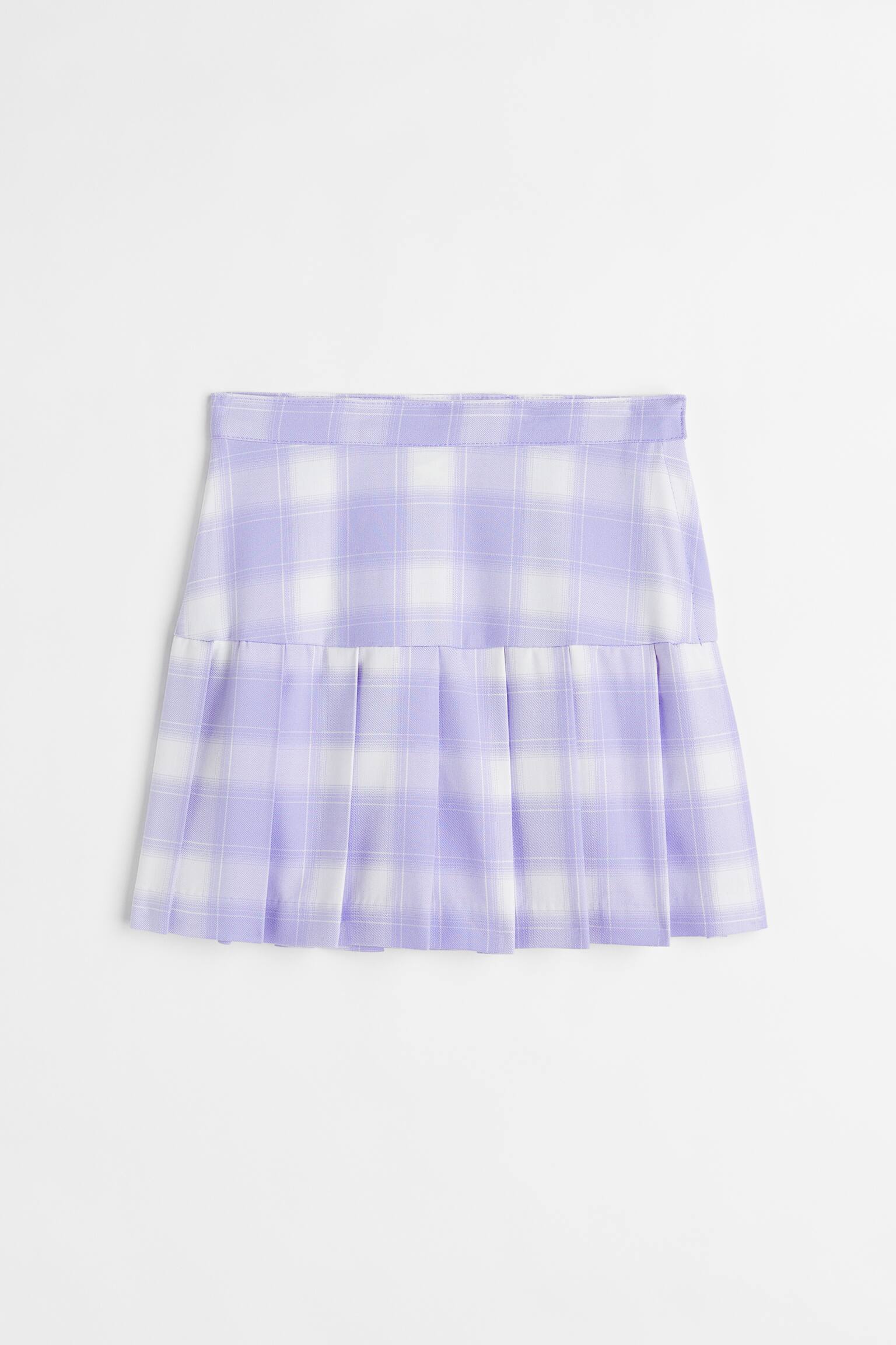 Pleated twill skirt - Light purple/Checked/Light blue/Striped - 1