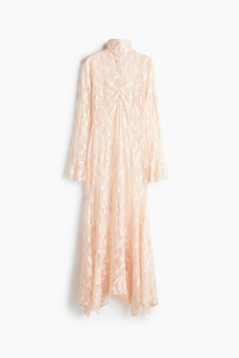Women's Light apricot Mock Turtleneck Lace Maxi Dress | H&M US