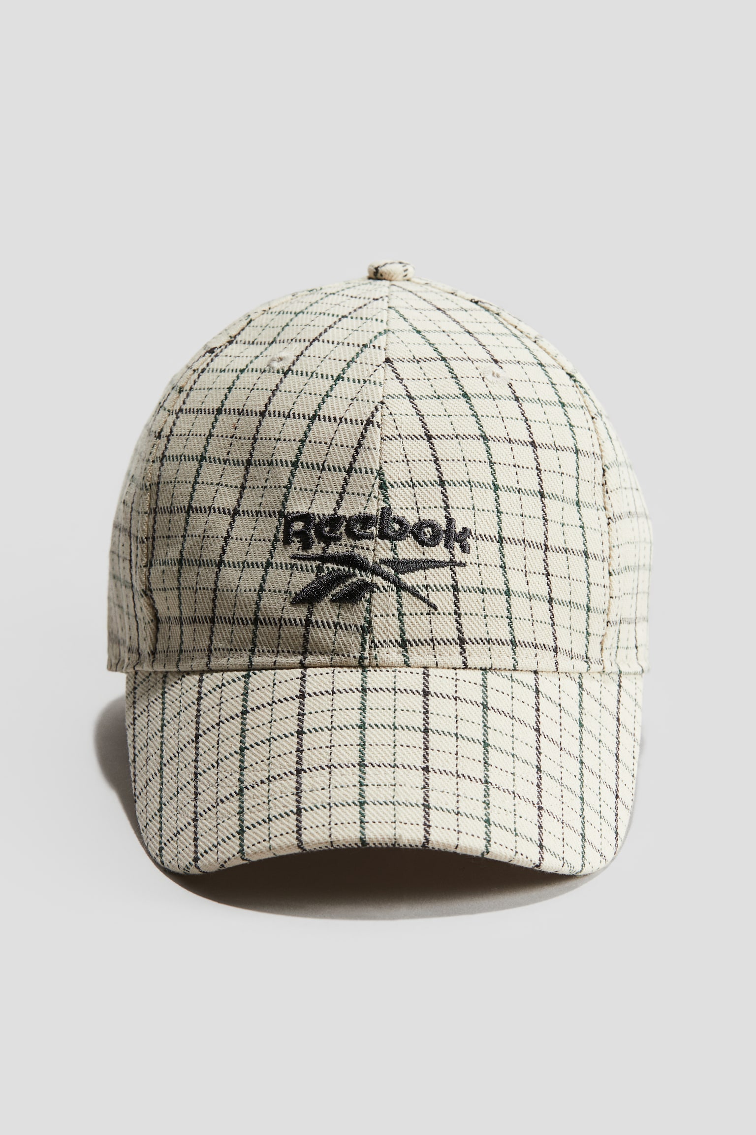 Embroidered Design Twill Cap - Beige/Check - 1