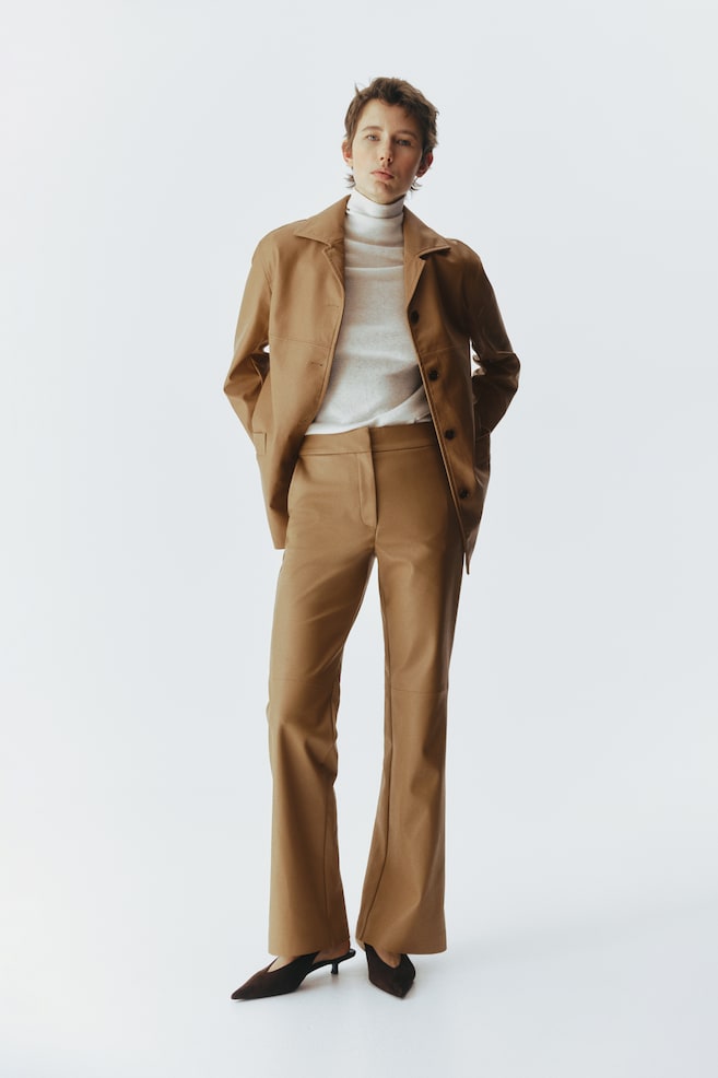 Bootcut Coated Pants - Beige - 3