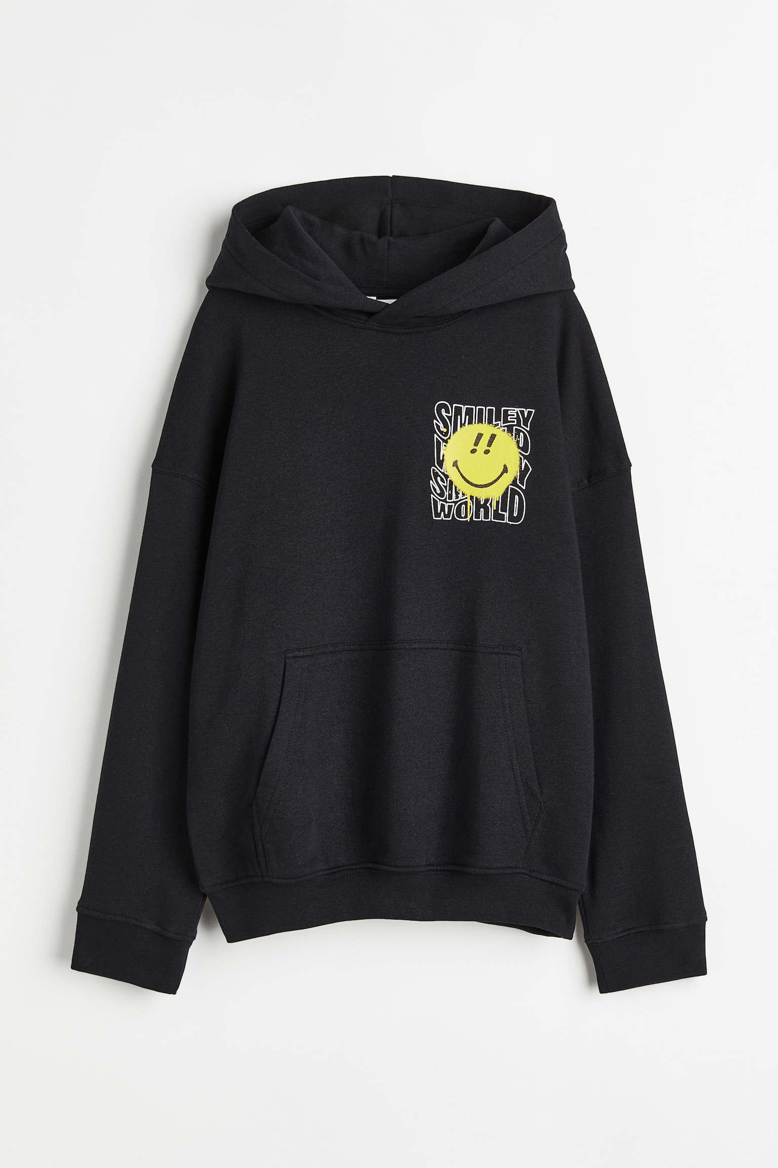 Printed hoodie - Black/SmileyWorld® - 1