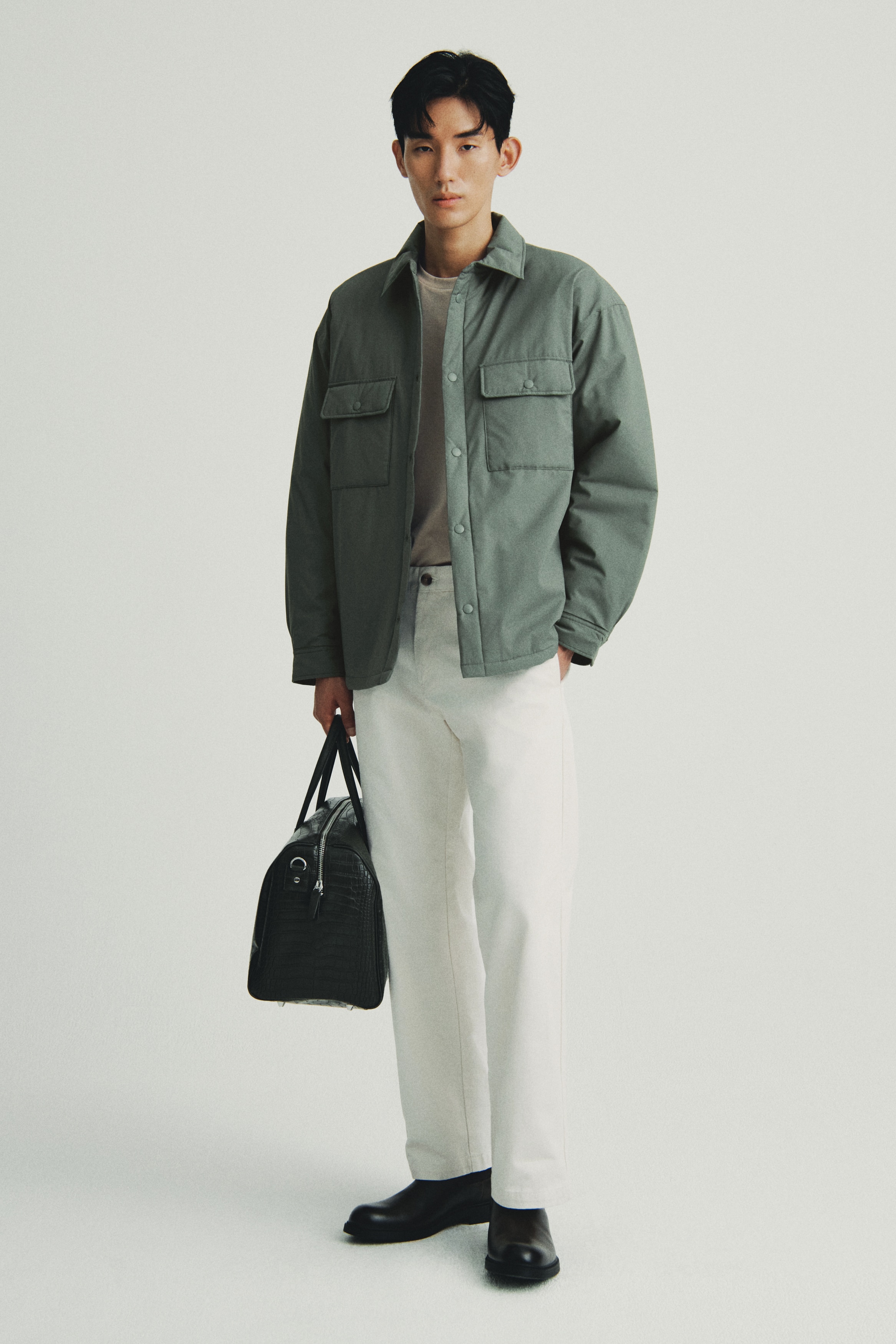 H & M - ウォーターリペレント パッデッドオーバーシャツ - グリーン H & M - ウォーターリペレント パッデッドオーバーシャツ - グリーン