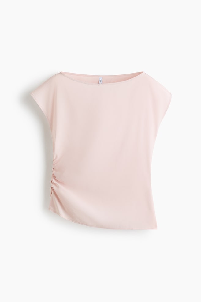 Top fruncido en mezcla de viscosa - Rosa empolvado/Crema/Gris oscuro - 1