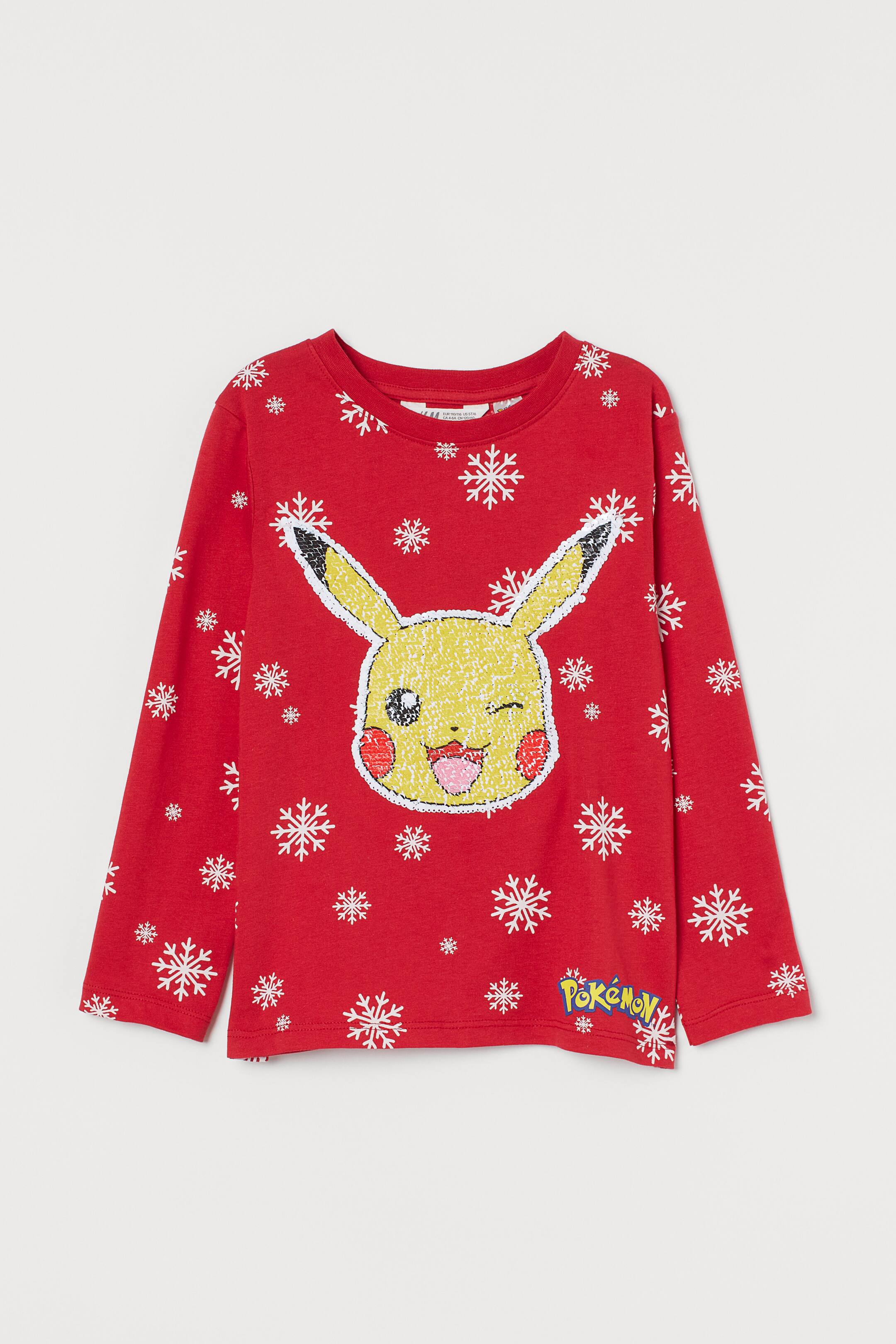 View larger image: Top with reversible sequins - Red/Pokémon - Kids | H&M HK 2