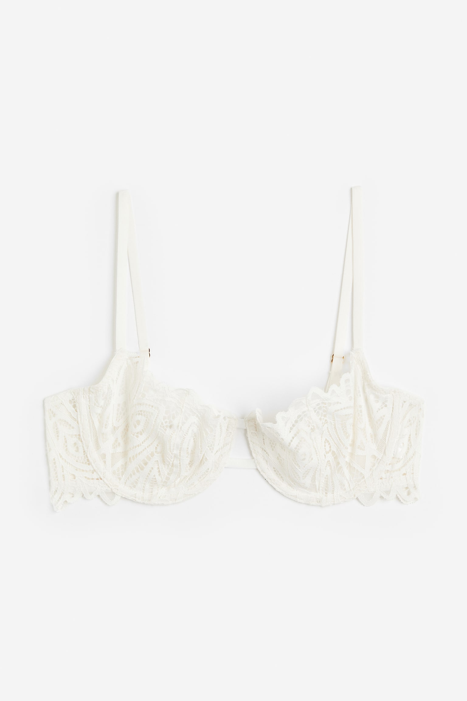 Non Padded Lace Balconette Bra - White - 1