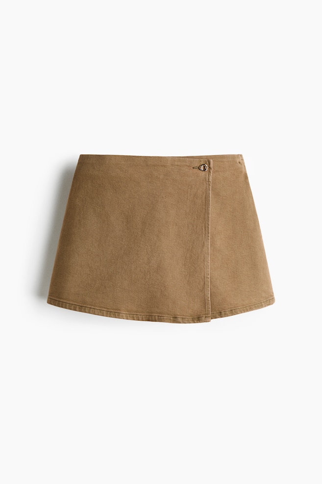 Falda short cruzada - Verde caqui/Crema - 1