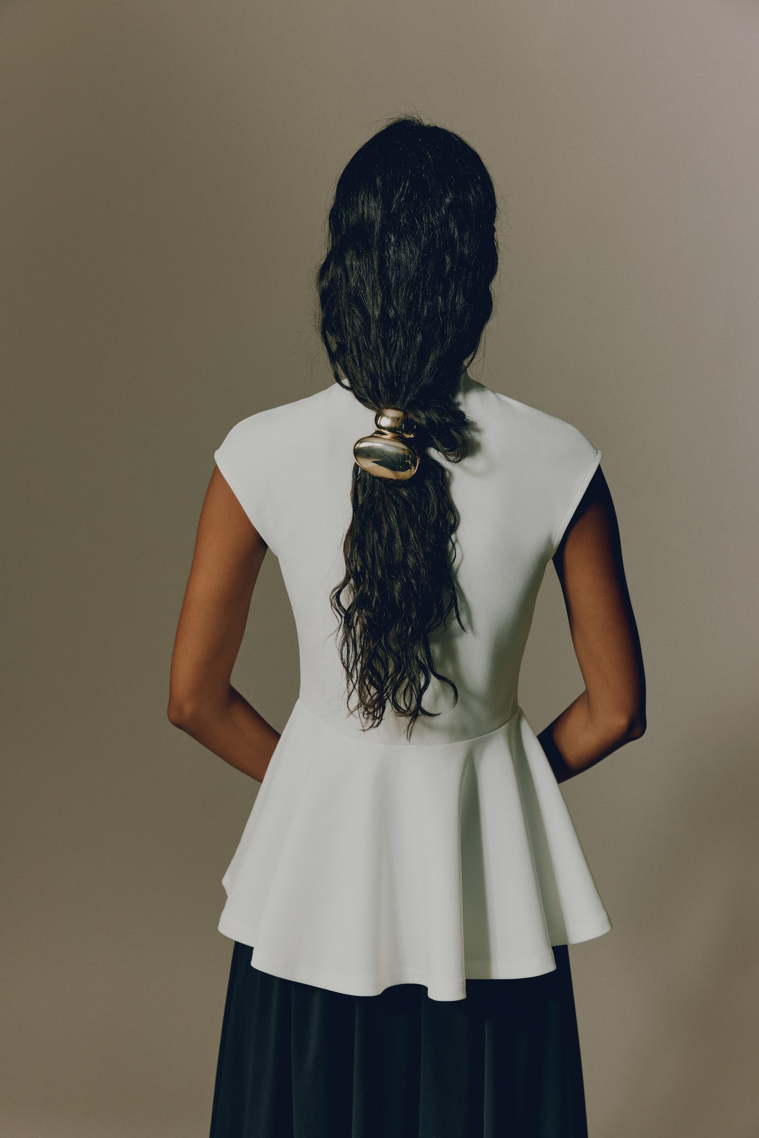 Ponte di Roma peplum top - White/Dusty turquoise - 3