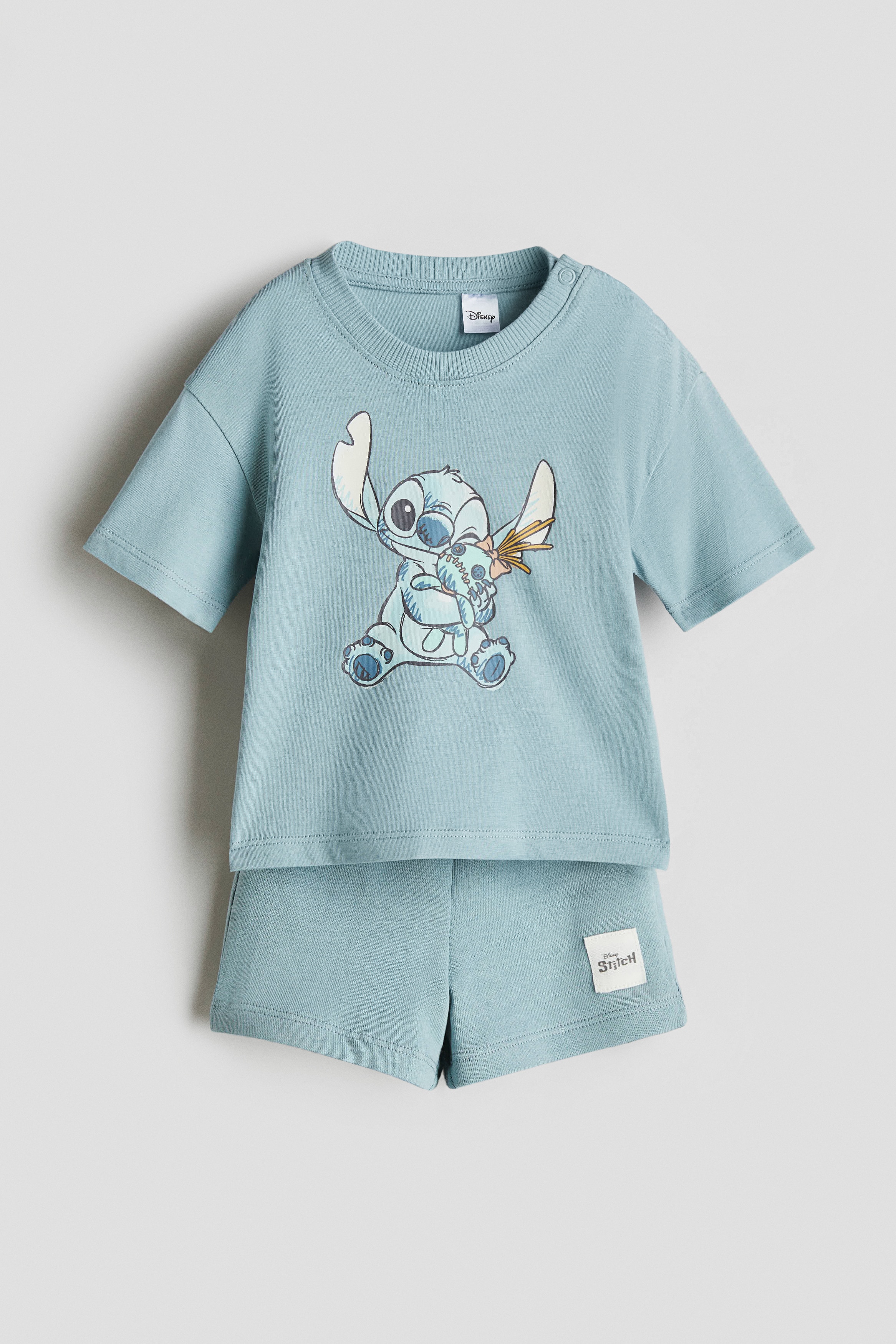2-Piece Cotton Jersey Set - Turquoise/Lilo & Stitch