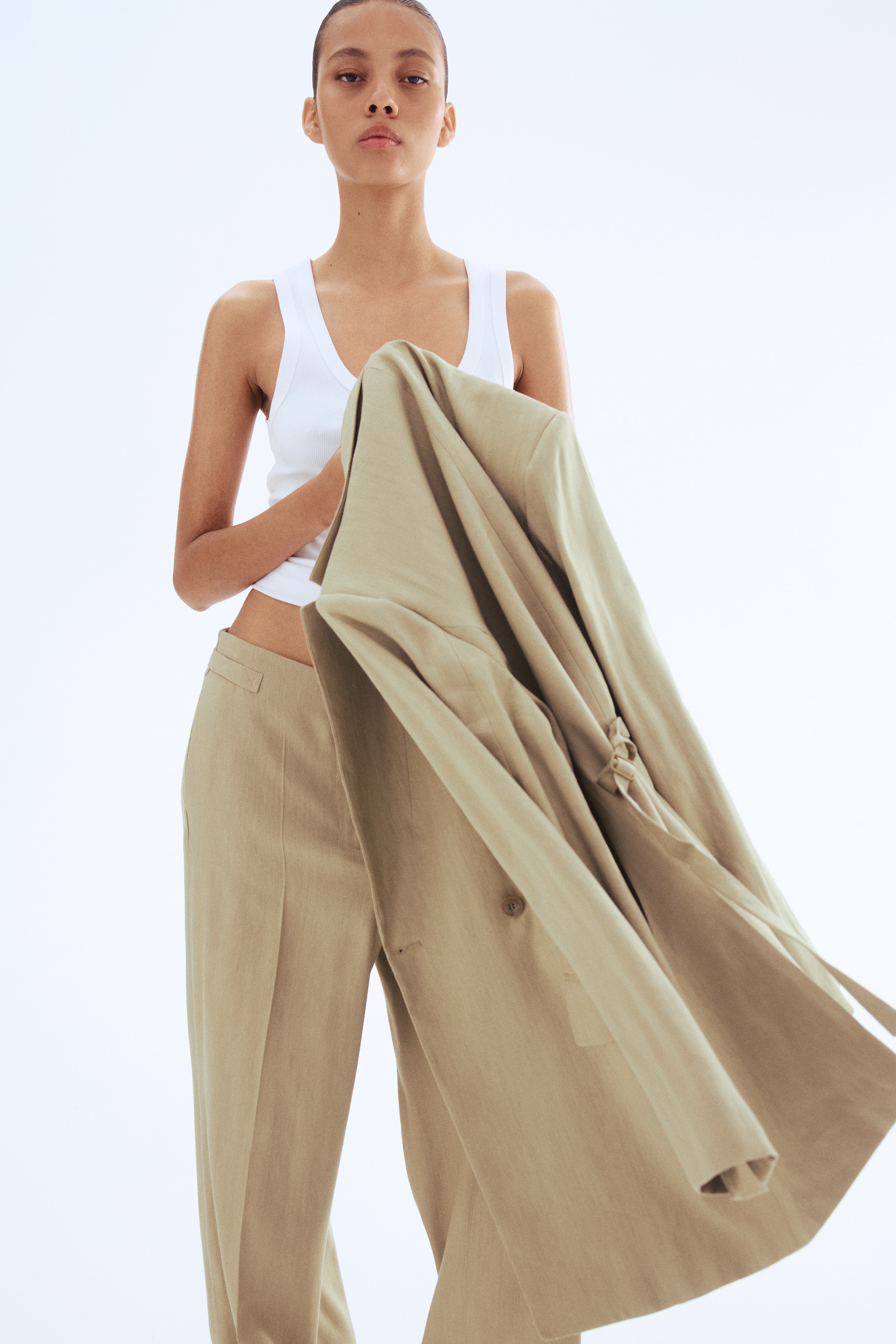 Linen-blend trousers