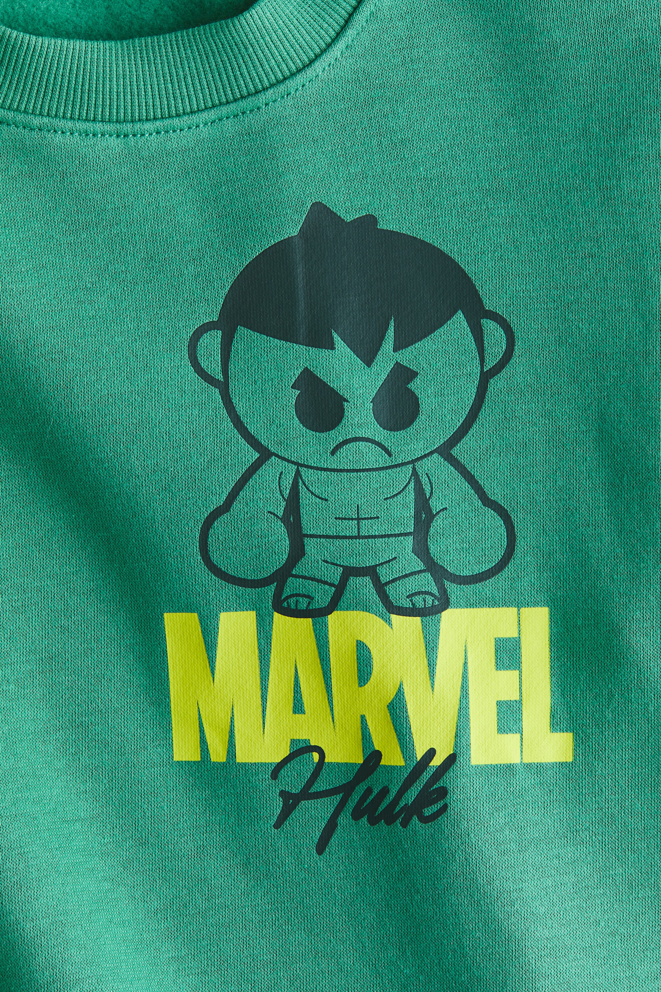 View larger image: Print-motif sweatshirt - Green/The Hulk - Kids | H&M HK 2