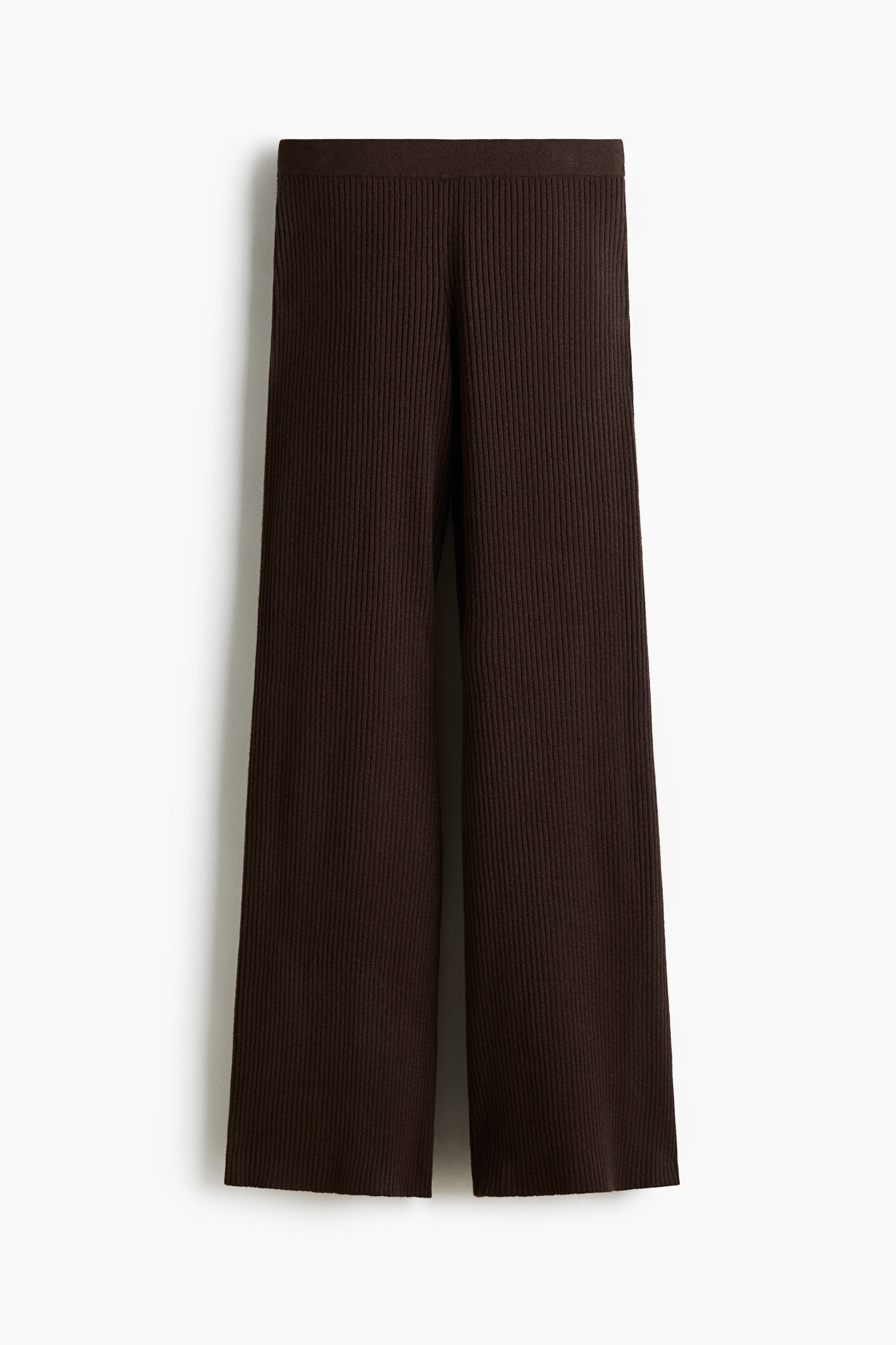 Pantaloni ampi in maglia a coste - Marrone scuro/Crema/Beige mélange