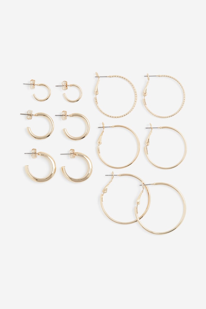 6 pairs hoop earrings - Gold-coloured - 1