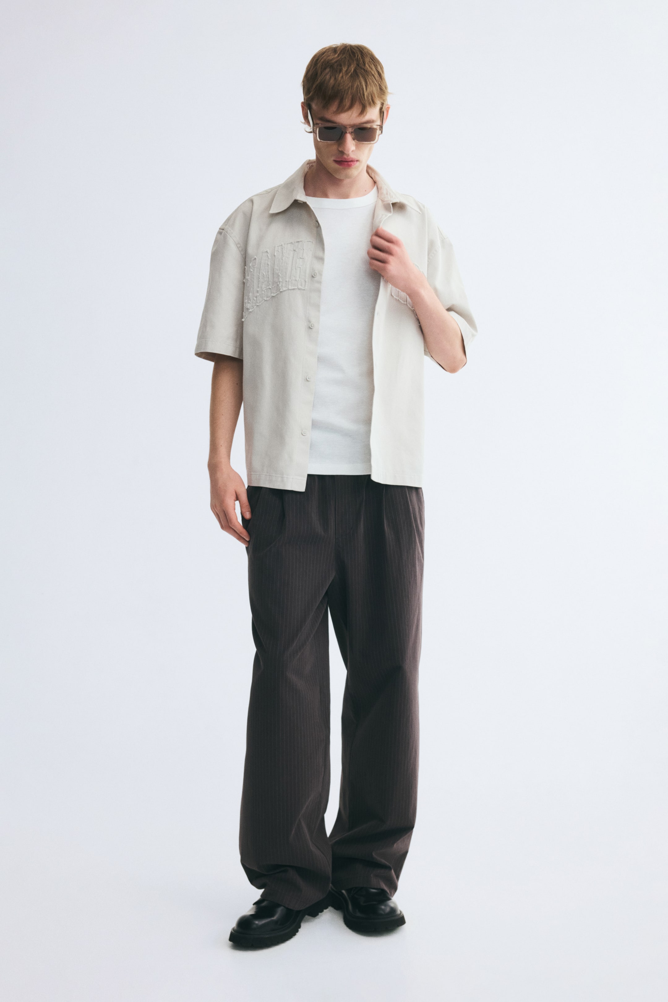 Relaxed-Fit Short-Sleeved Appliquéd Shirt