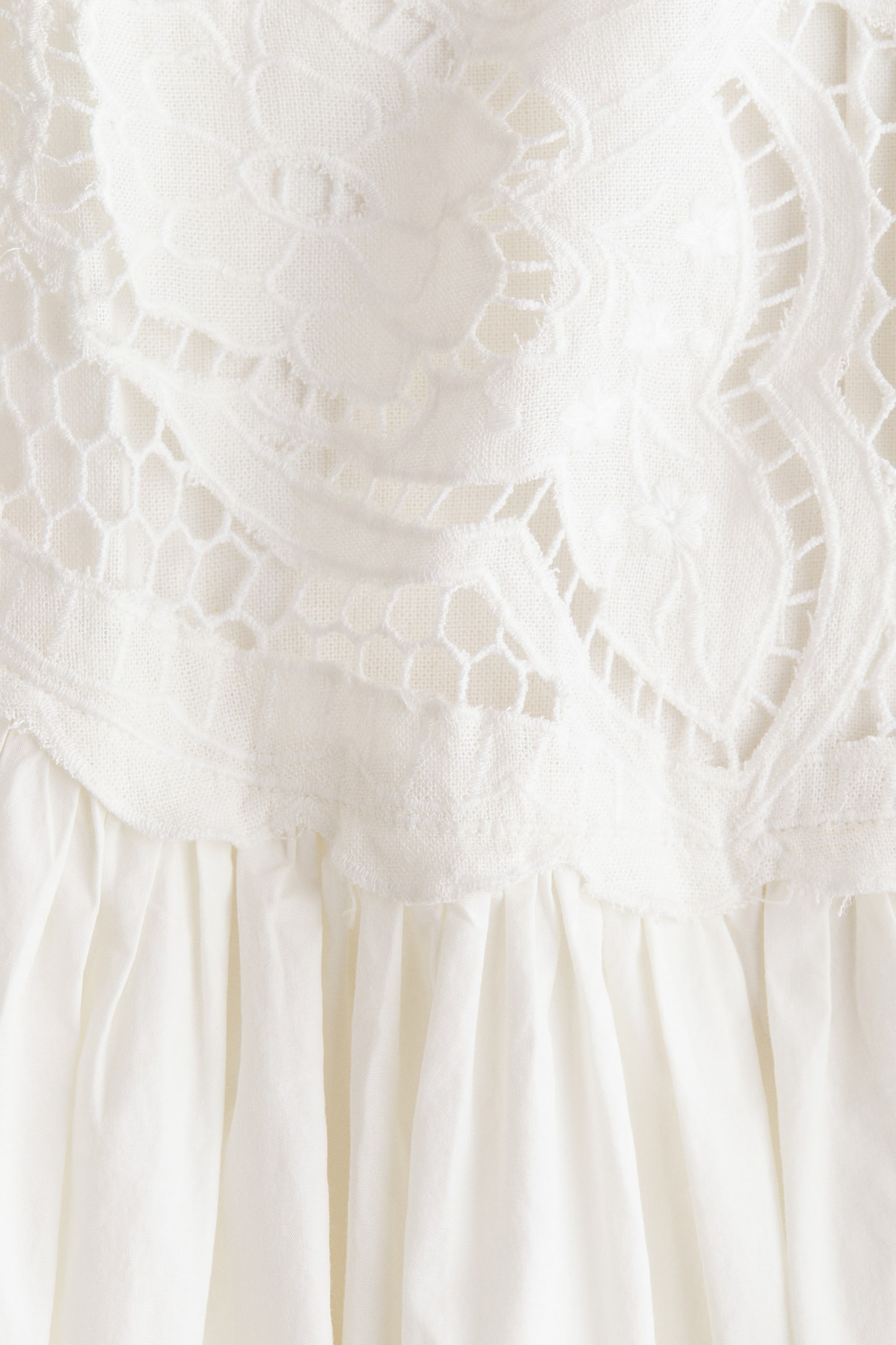 Embroidered linen-blend dress - White - 2