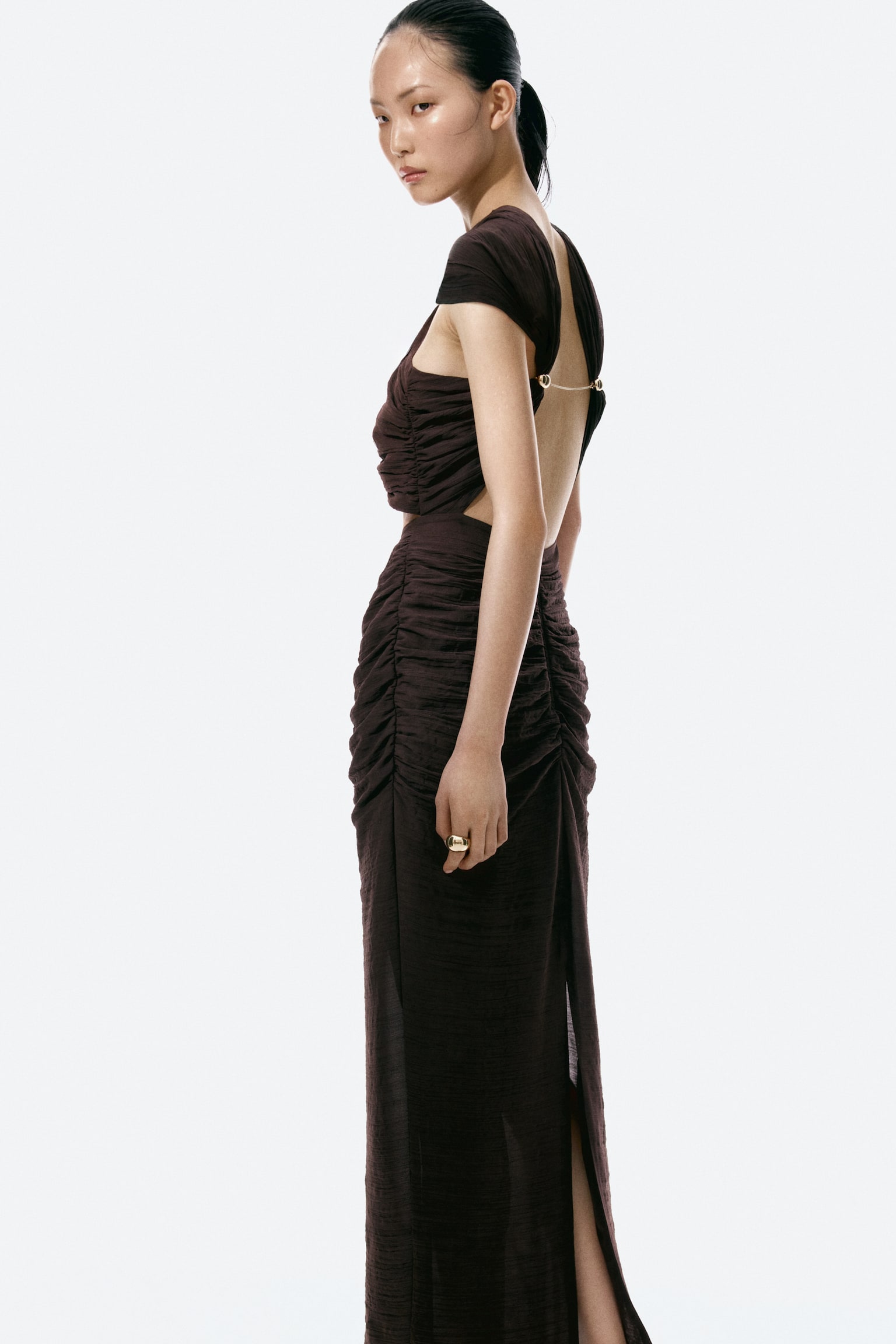Cape-detail cut-out dress - 6