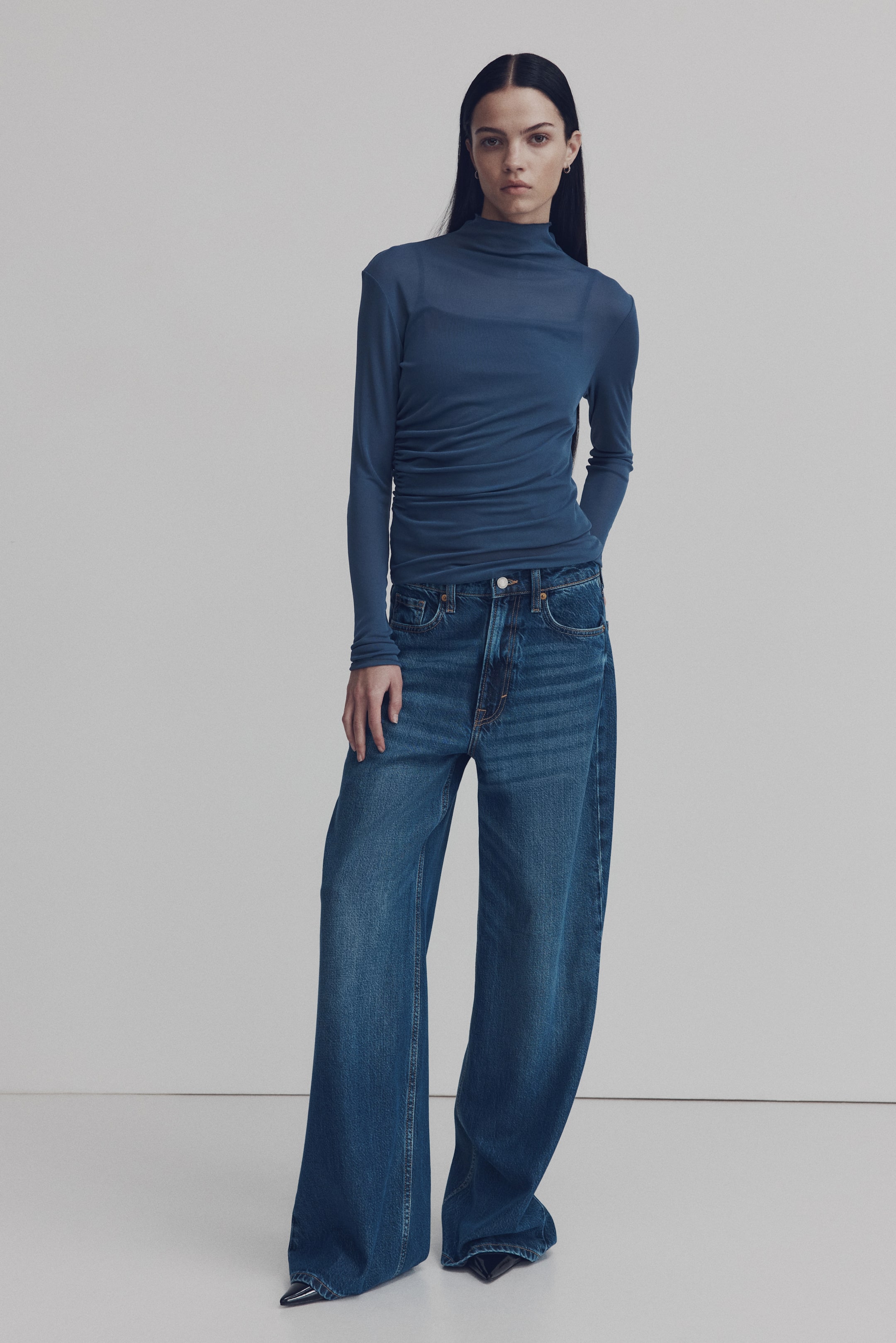 Büyük resmi görüntüle: İnce Jarse Üst - Çelik mavisi - KADIN | H&M TR 2