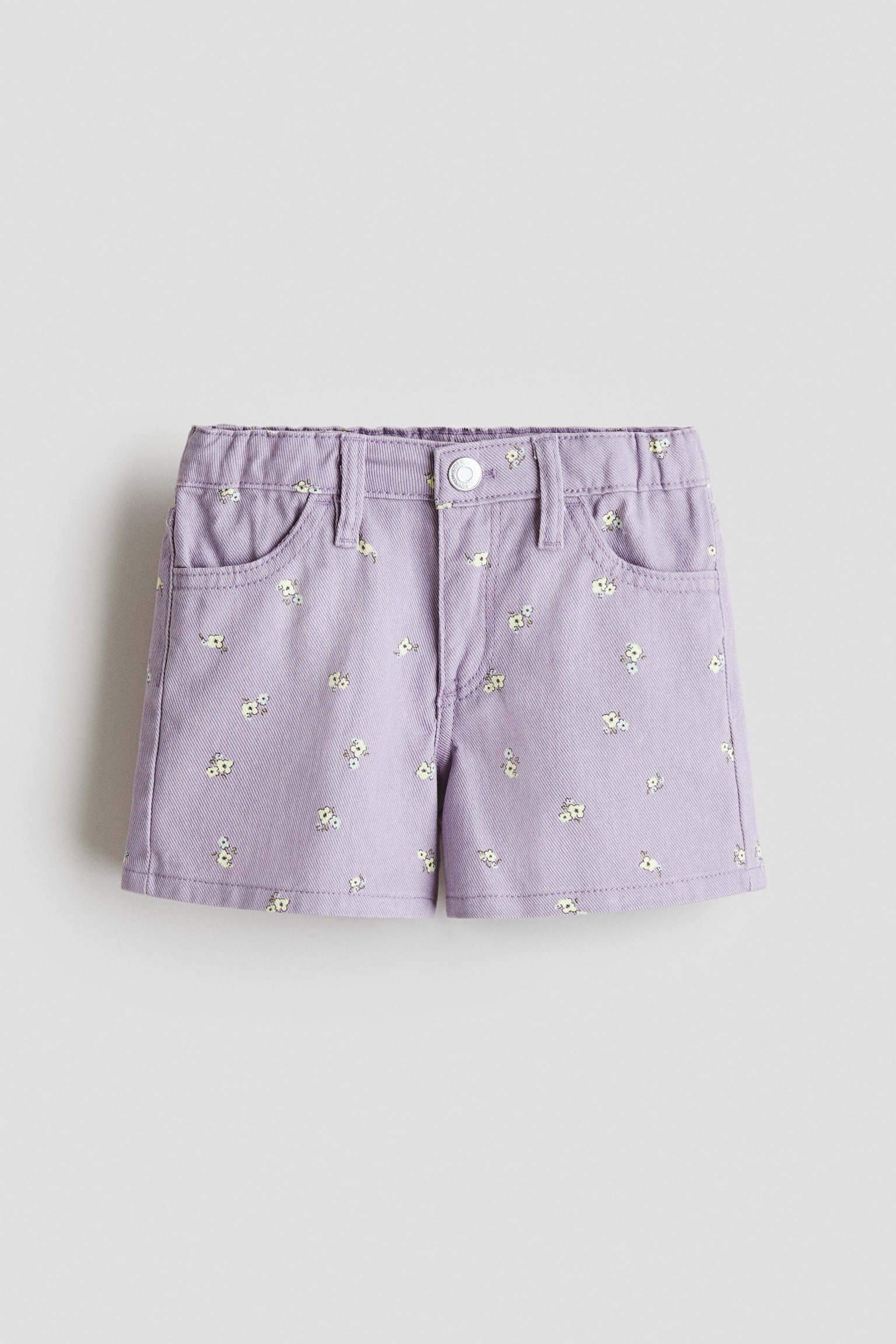 Printed cotton twill shorts - Purple/Floral/Beige/Floral