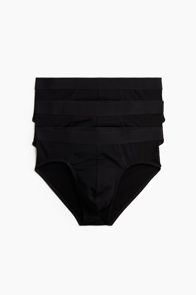 3-pack Briefs with Lycra® - Black/White/Dark khaki green - 1