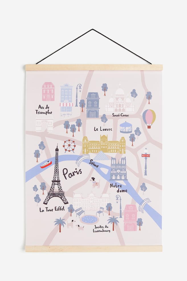 Poster avec imprimé Paris - Beige clair/carte de Paris - 1