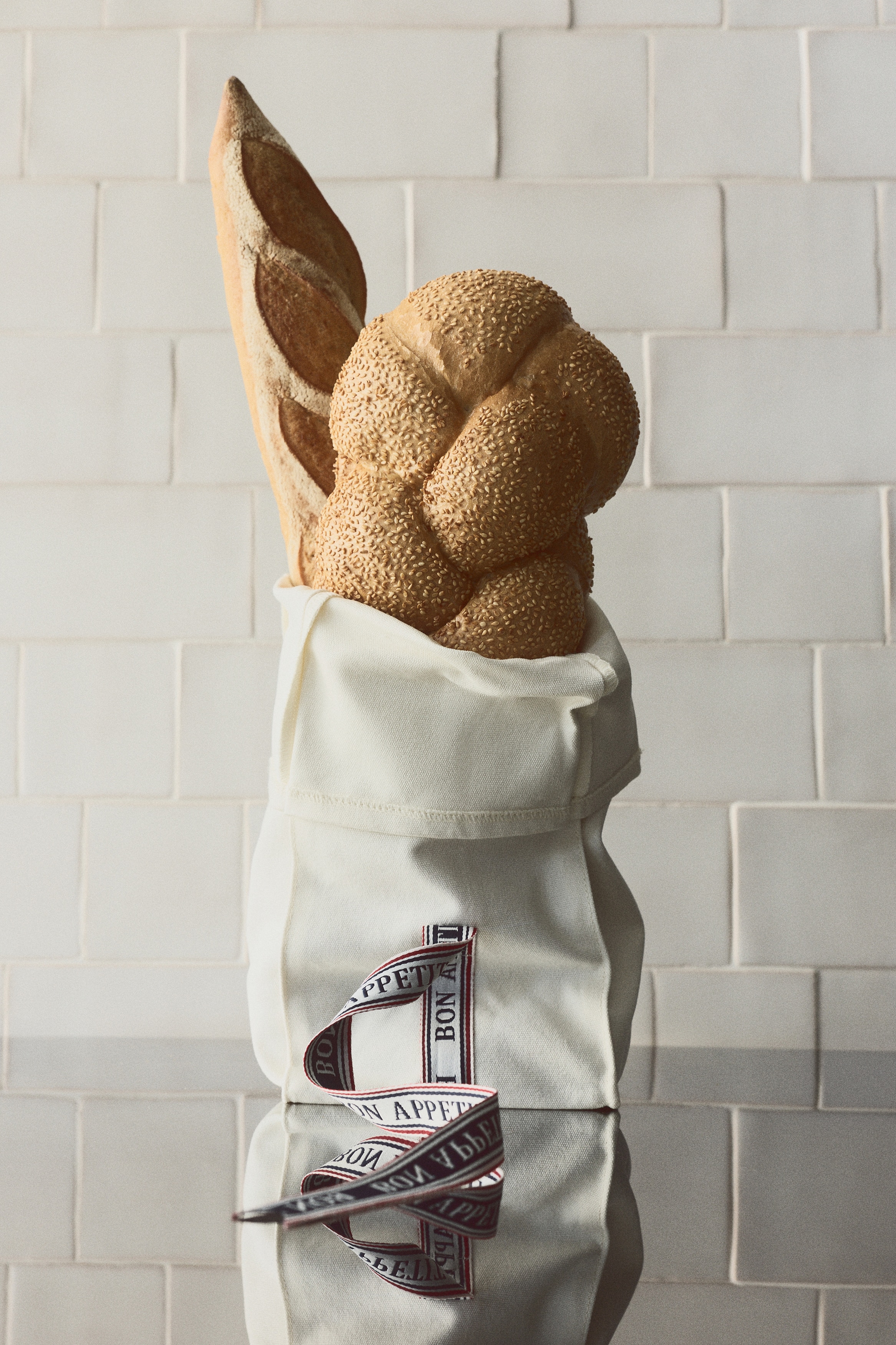 Sac de rangement en coton pour aliments secs - Crème/Bon Appétit