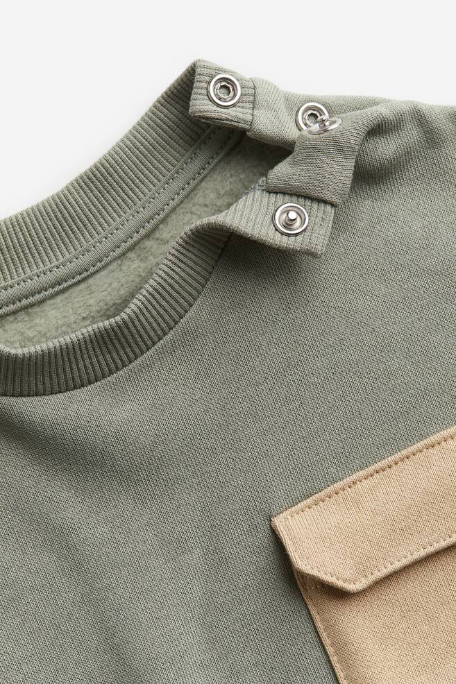 Cotton sweatshirt - Light khaki green/Beige/Light beige/Block-coloured/Light beige/Dinosaurs/Light beige/Animals/dc/dc - 2