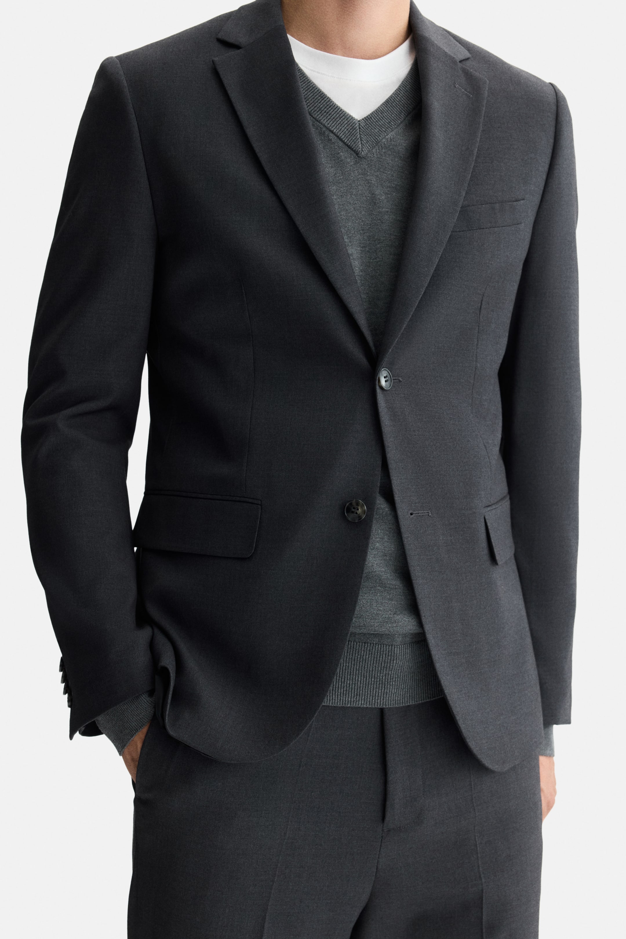 Ampliar la imagen: Saco Regular Fit de botonadura sencilla - Gris oscuro - Men | H&M MX 3