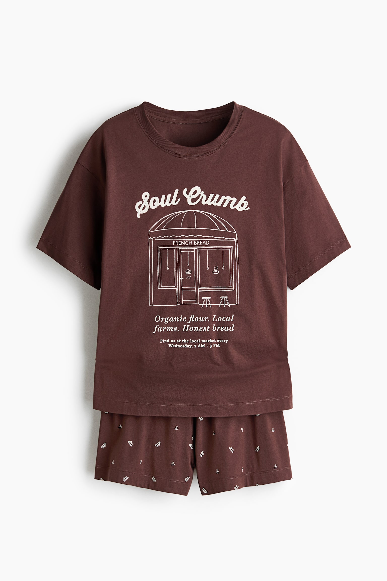 Painokuvioinen pyjama - Tummanruskea/Soul Crumb/Kermanvaalea/La Fragola/Vaaleanroosa/Kukikas/Sininen/The Butter House/Kermanvaalea/Morning Society/Vaaleanroosa/Seoul/Kermanvaalea/Matcha/Kermanvaalea/Pilkullinen/Vaaleanroosa/Mansikat/Vaaleansininen/Kukikas/Valkoinen/Raidallinen/Kermanvaalea/Sitruunat - 1